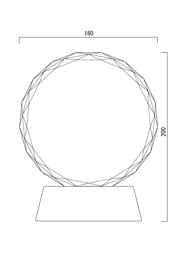 クリスタル楯（盾）.ラウンド型の図