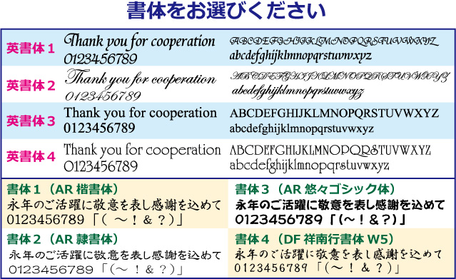 クリスタルワイングラスの書体